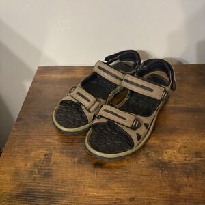 Ozark Trail Tan & Black Hobbs‎ V Sandals Adjustable Strap Outdoor Hiking (Men 7)